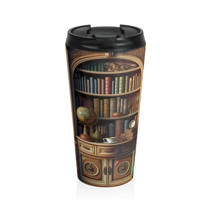 "Merveilles révélées : un voyage en trompe-l'oeil vers une oasis sous-marine" - The Alien Mug de voyage en acier inoxydable Trompe-l'oeil