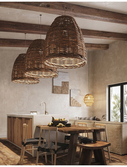 Retro Idyllic Zen Rattan-weaved Ceiling Lamp