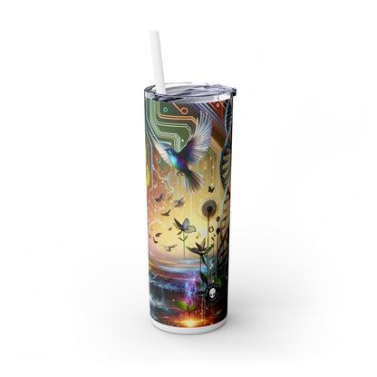 "Fusión tecno-natural: el futuro del bioarte" - Vaso delgado con pajita de Alien Maars® de 20 oz Bio Art