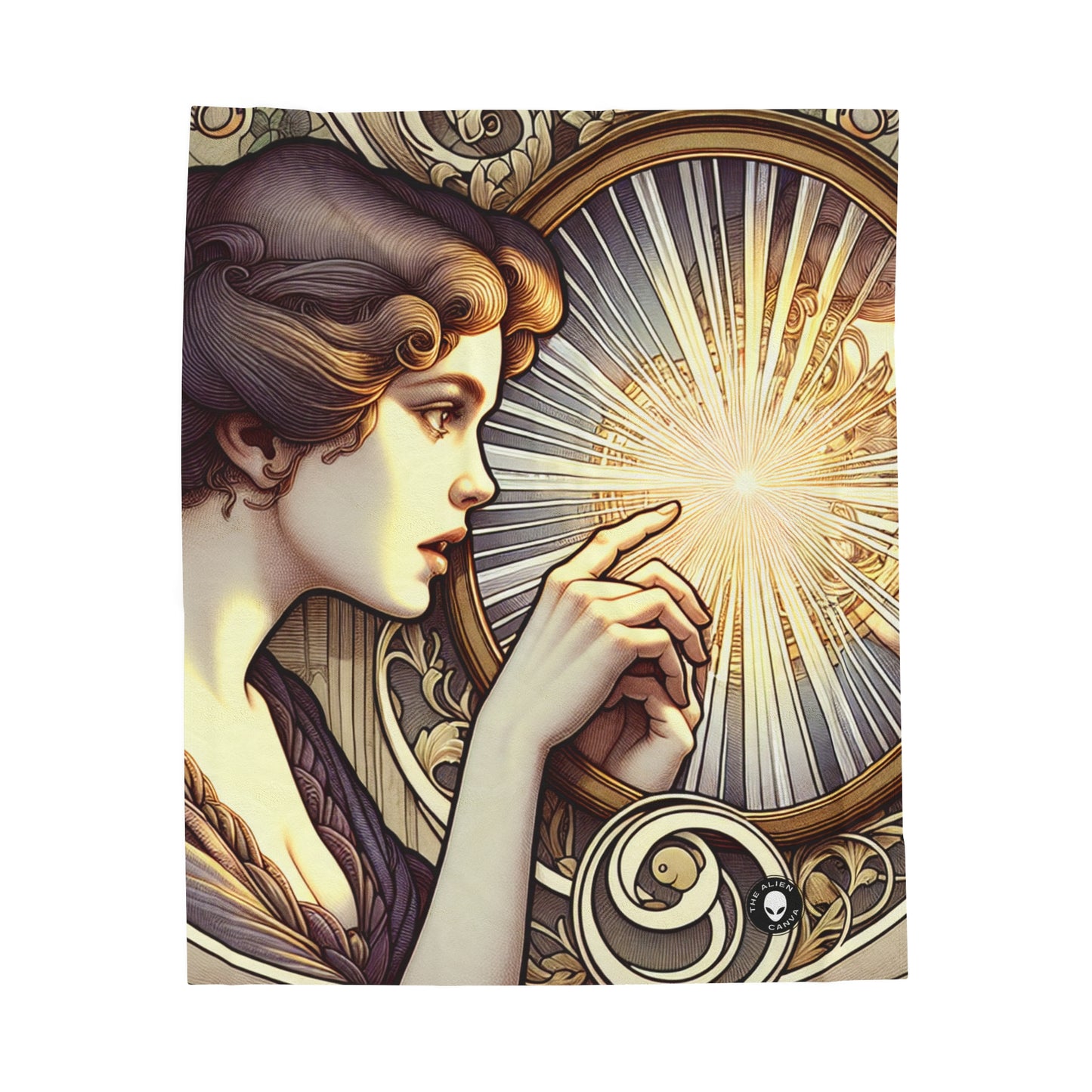 "Reflet de la beauté" - Couverture en peluche Alien Velveteen Art Nouveau