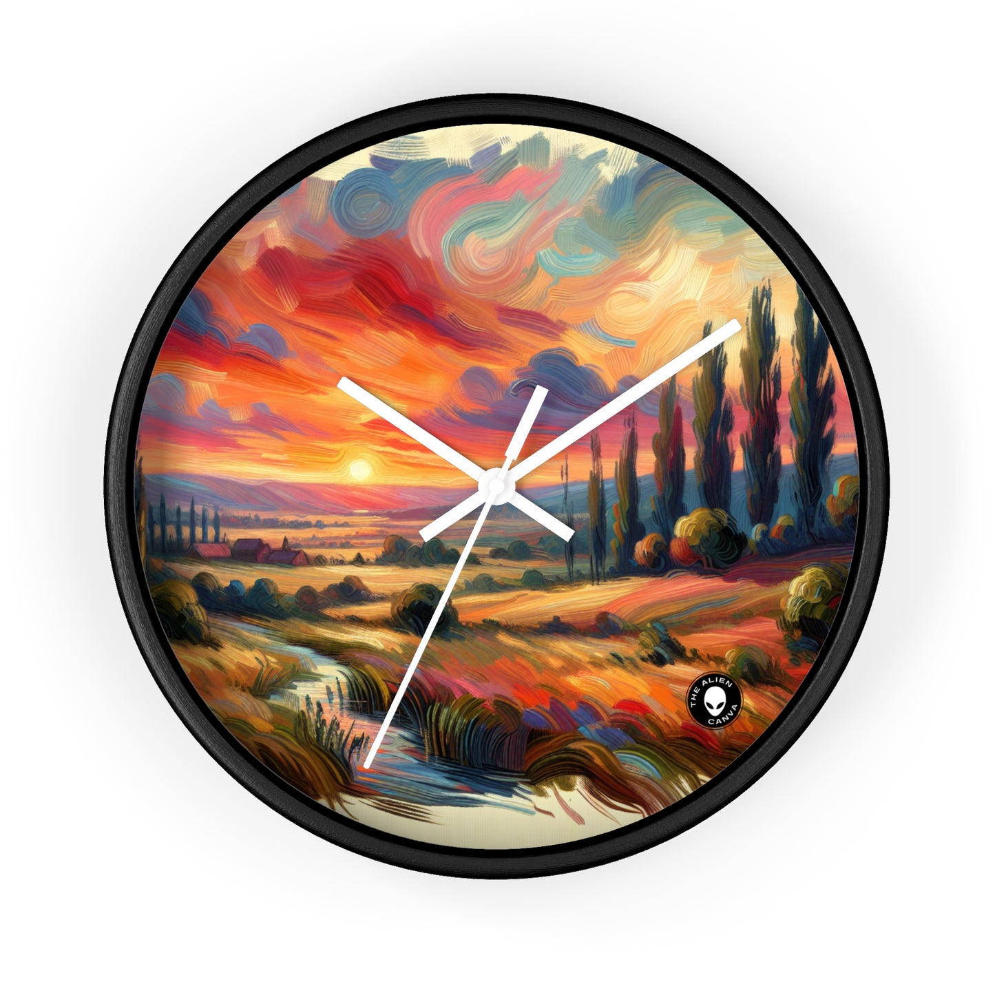 "Harmonious Vistas: A Post-Impressionist Celebration of Nature and Rural Life" - The Alien Wall Clock Post-Impressionism