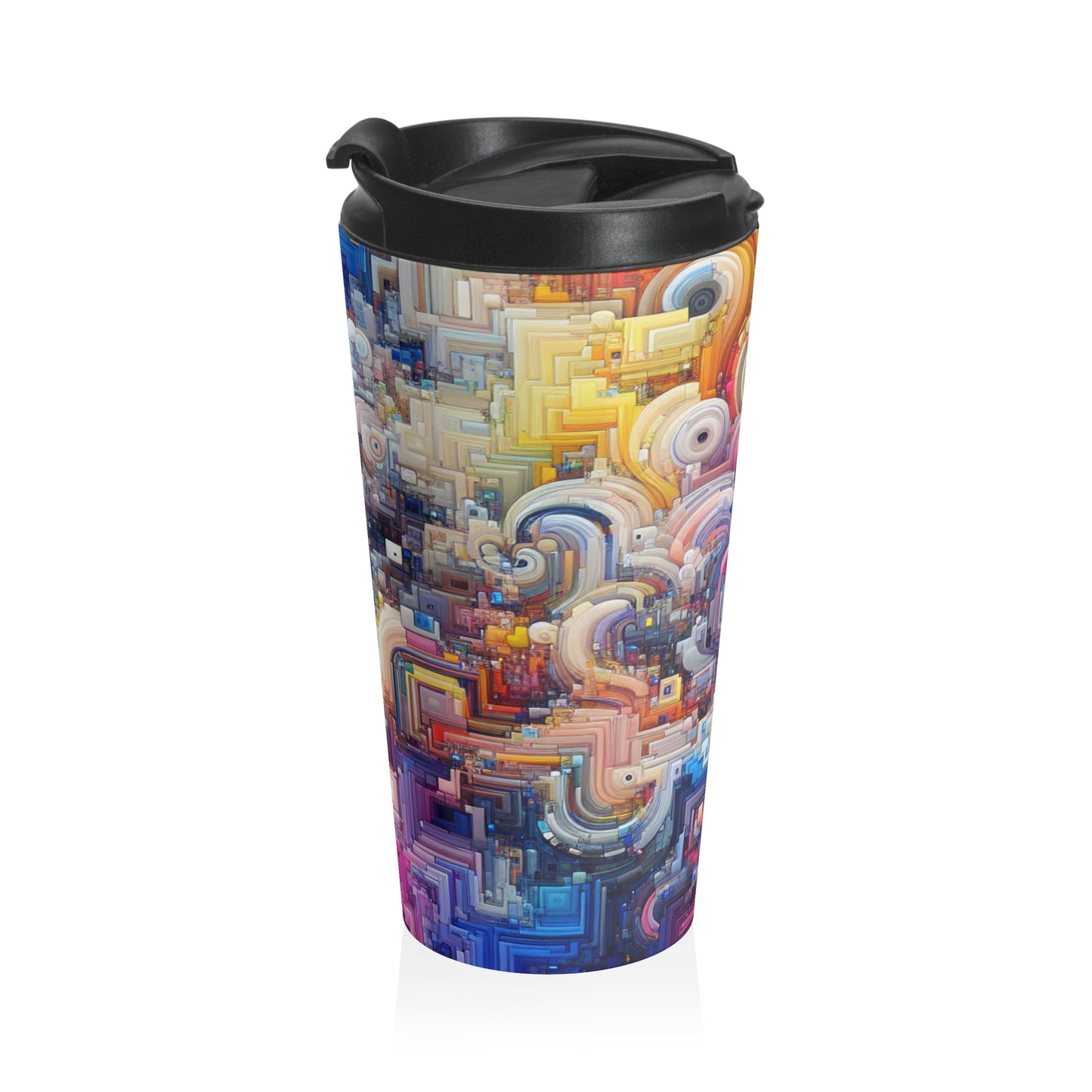 "Oceanic Harmonies: A Generative Art Exploration" - The Alien Stainless Steel Travel Mug Generative Art