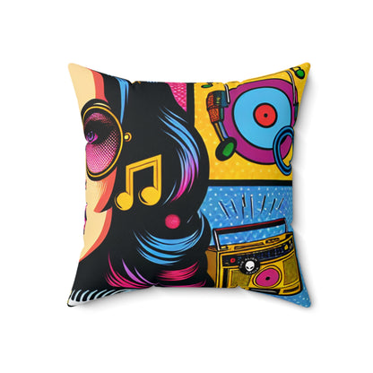 "Celebrating Pop Iconography: A Retrospective Portrait" - The Alien Spun Polyester Square Pillow Pop Art