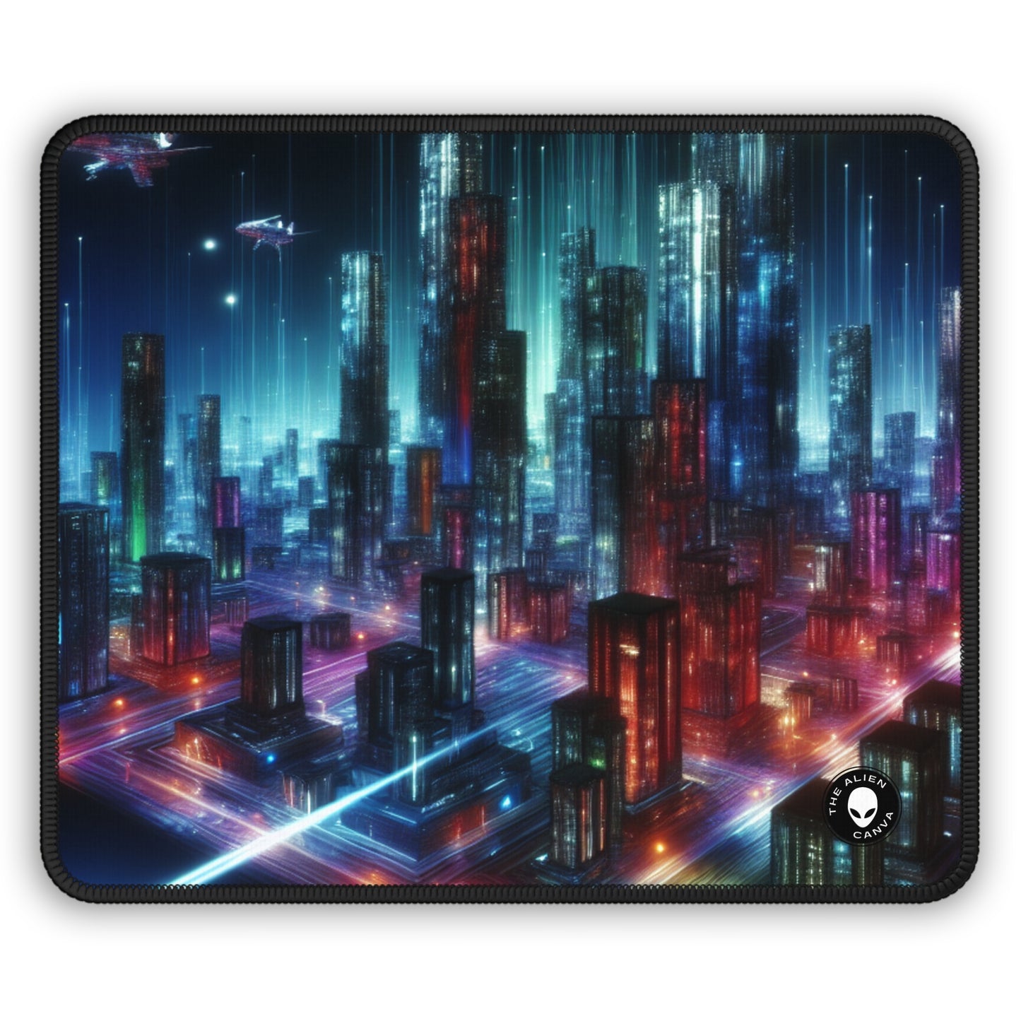 « Neon Skyline : un paysage urbain futuriste » – Le tapis de souris de jeu Alien