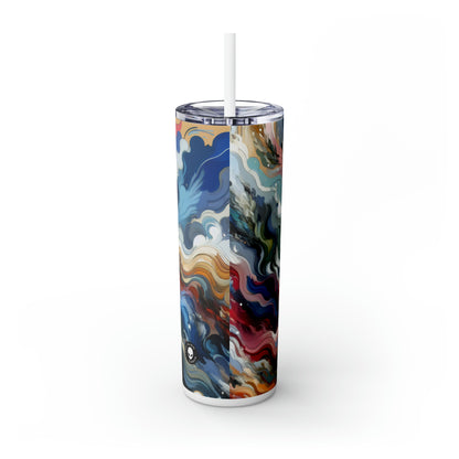 « Sunrise Serenity : Une peinture abstraite inspirée par le renouveau » - The Alien Maars® Skinny Tumbler avec paille 20oz Abstraction lyrique