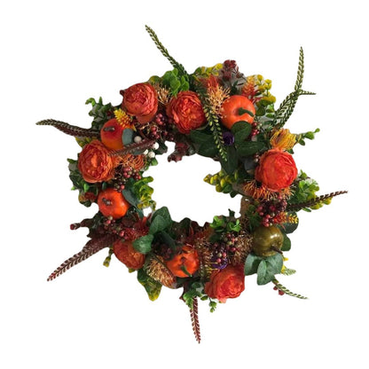 Couronne de citrouille pivoine d'automne pour Halloween, nouvelle collection, décoration de maison