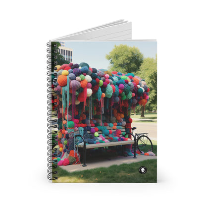 "Whimsical Wonders: Yarn-Bombing the Cityscape" - The Alien Spiral Notebook (Ruled Line) Yarn Bombing (Fiber Art)