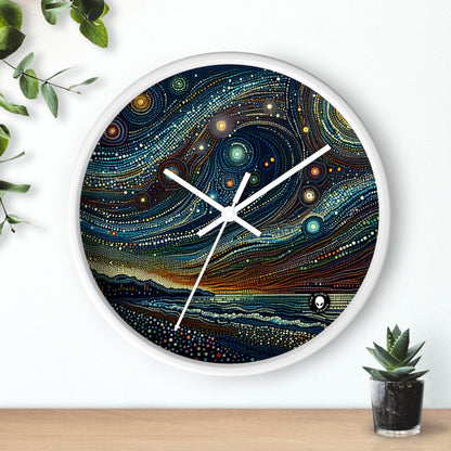 "Points étoilés : une mosaïque céleste" - Le pointillisme de l'horloge murale Alien