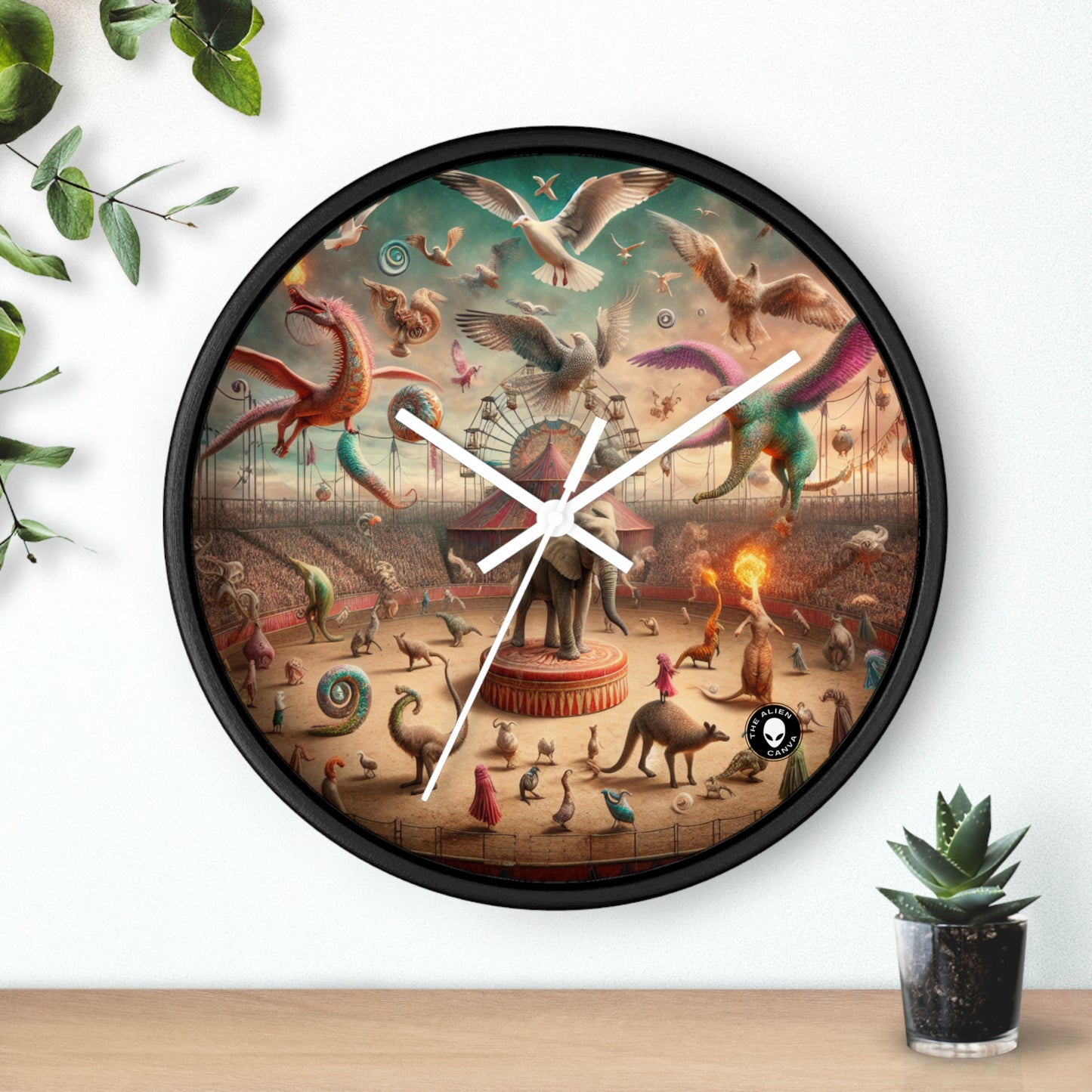 "Fantasy Circus: Where Animal Performers Entertain Mythical Attendees" - The Alien Wall Clock