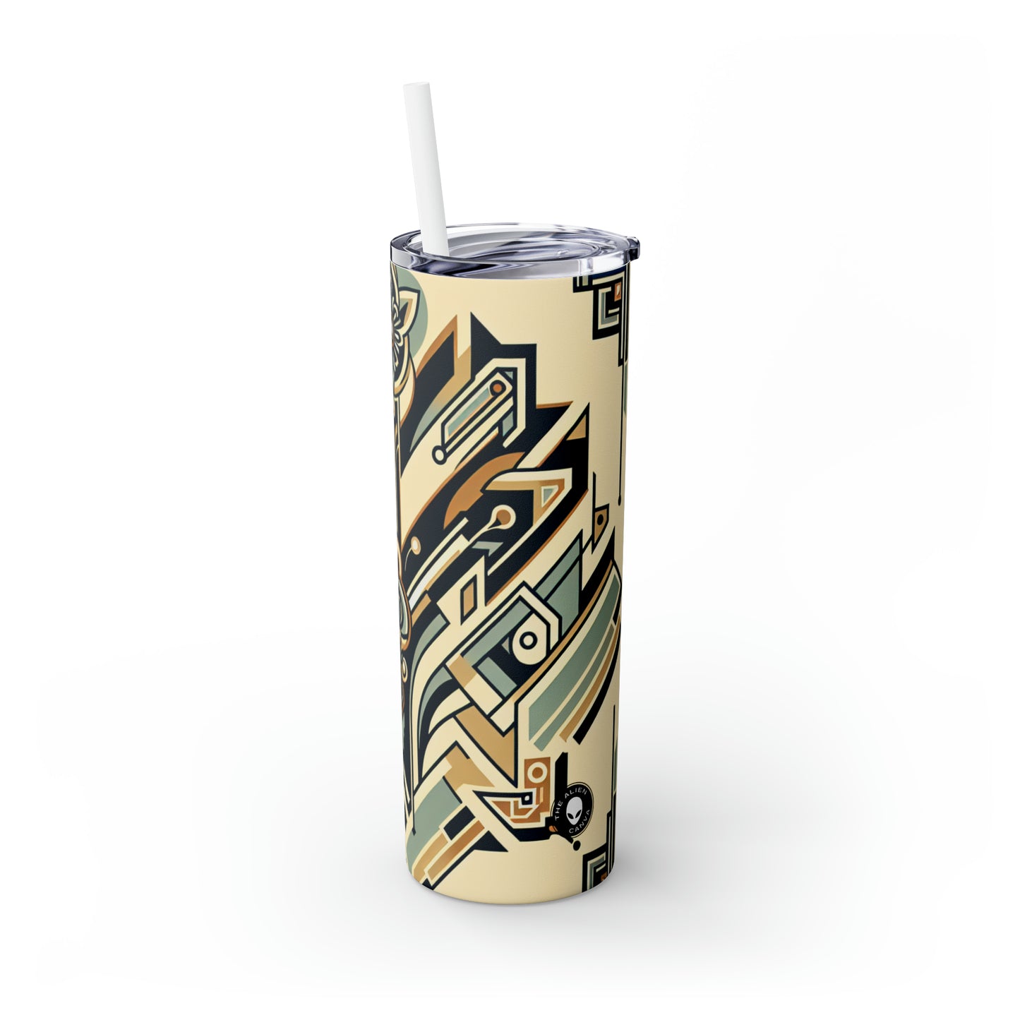 "Glamorous Nights: An Art Deco Cityscape" - The Alien Maars® Skinny Tumbler with Straw 20oz Art Deco