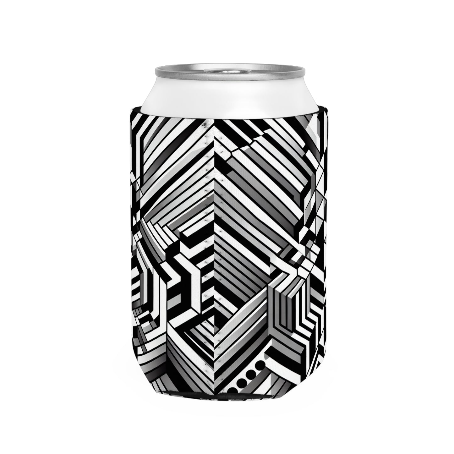 "Percepción en movimiento: una obra maestra del arte óptico alucinante" - The Alien Can Cooler Sleeve Op Art