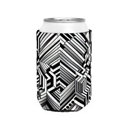 "Perception in Motion: A Mind-Bending Op Art Masterpiece" - The Alien Can Cooler Sleeve Op Art