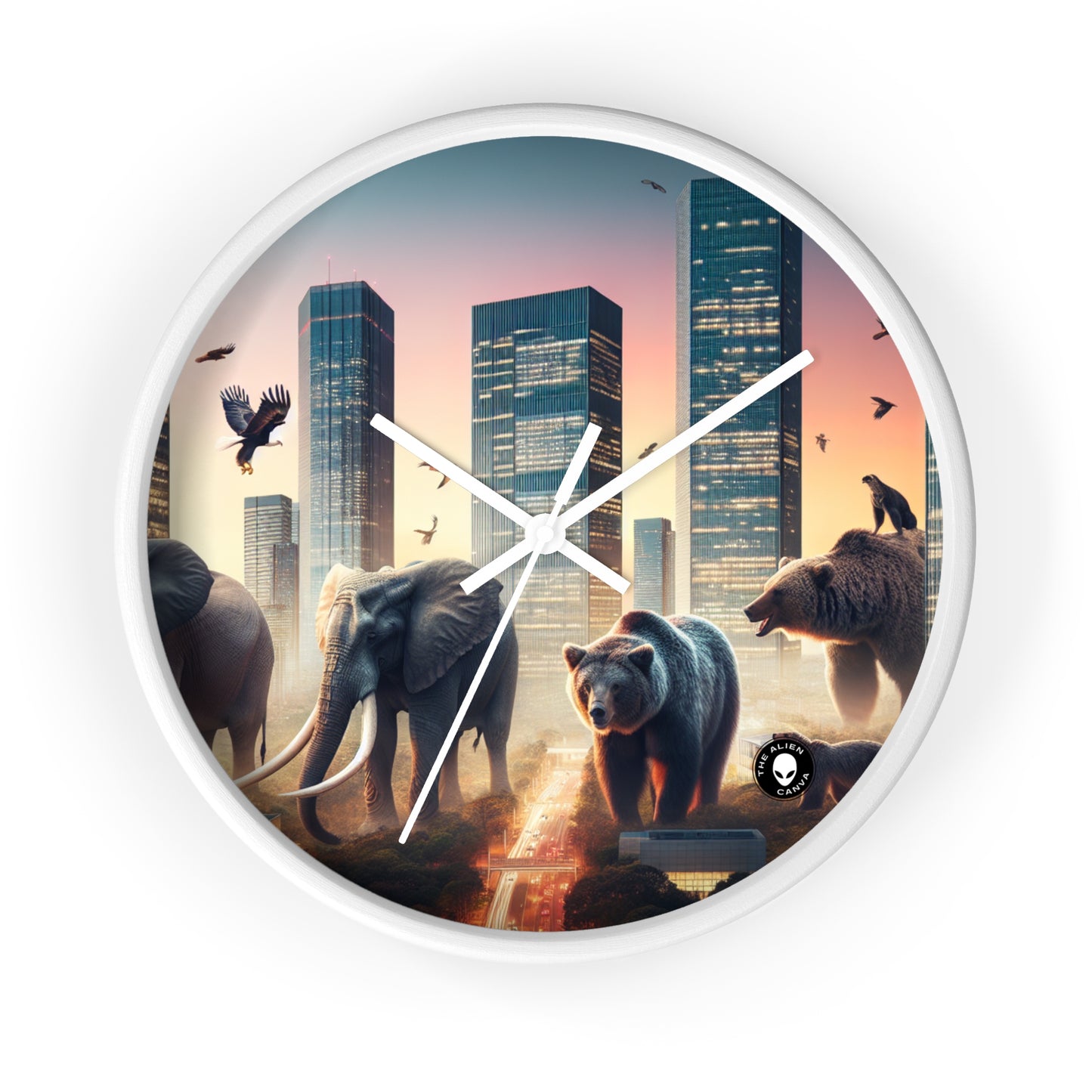 "Urban Zoology: A Surreal Cityscape" - The Alien Wall Clock