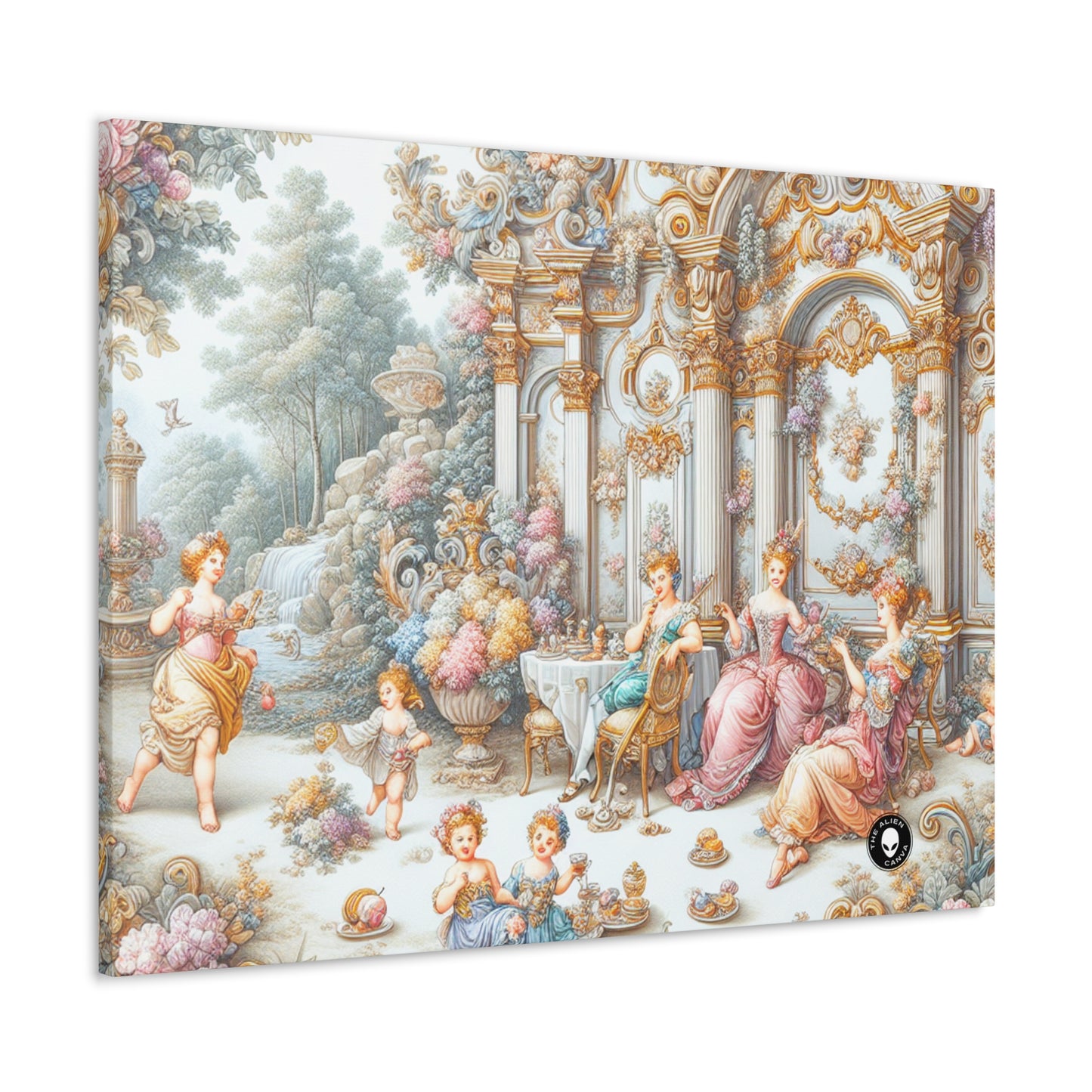 "Un jardin de délices rococo : une extravagance fantaisiste" - The Alien Canva Rococo