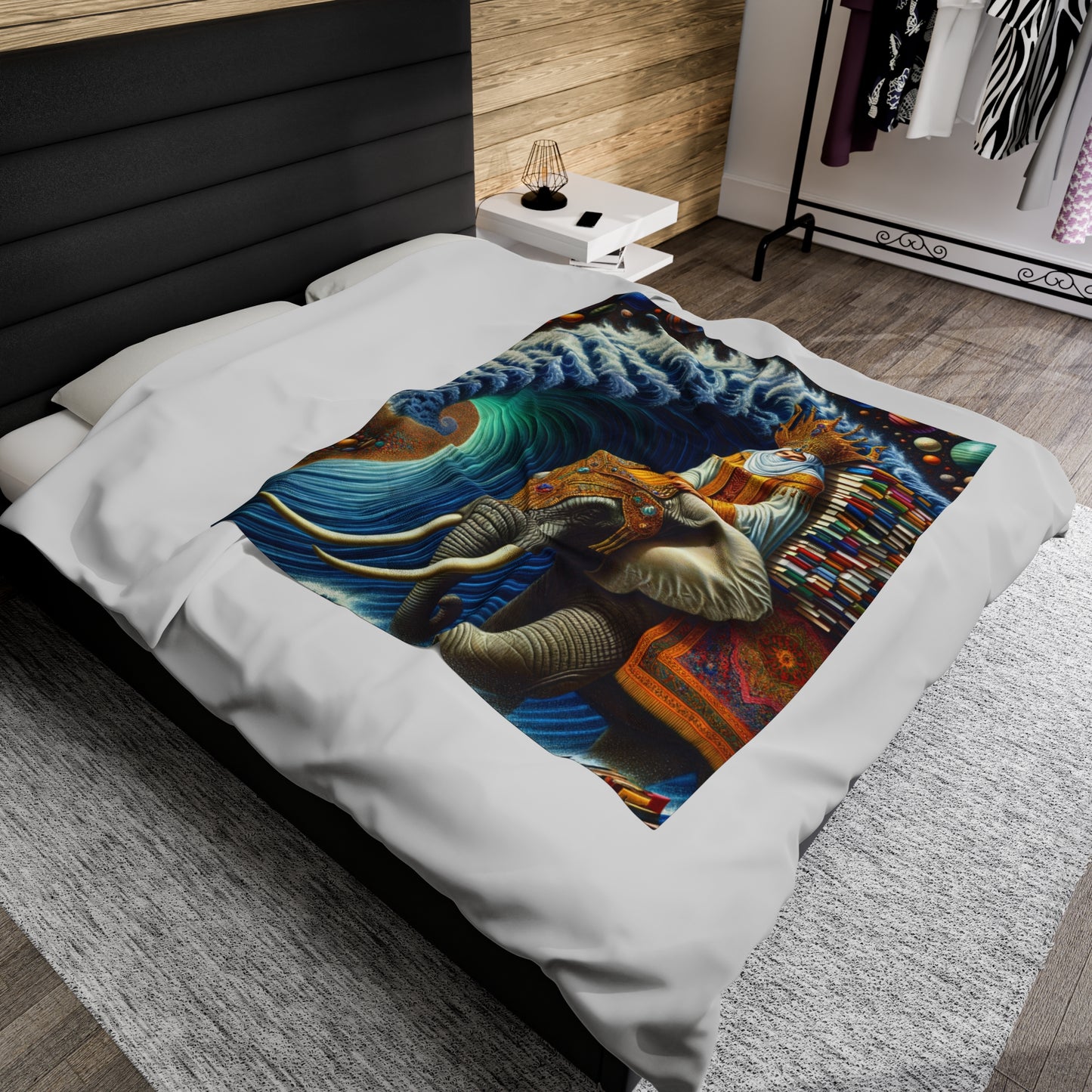 "The Wondrous Ride" - The Alien Velveteen Plush Blanket Surrealism Style