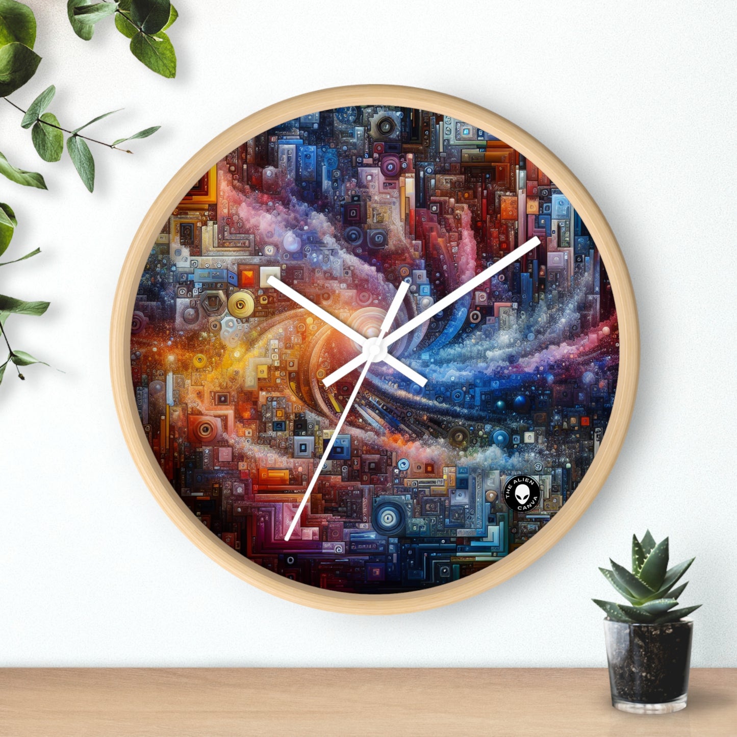 "Noches de ciudades futuristas: una metrópolis deslumbrante de innovación e imaginación" - The Alien Wall Clock Digital Art