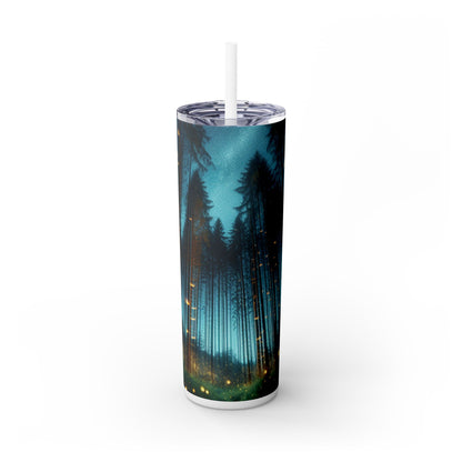 "Encantamiento del crepúsculo: Bosque de luciérnagas" - Vaso delgado con pajita de 20 oz de Alien Maars®