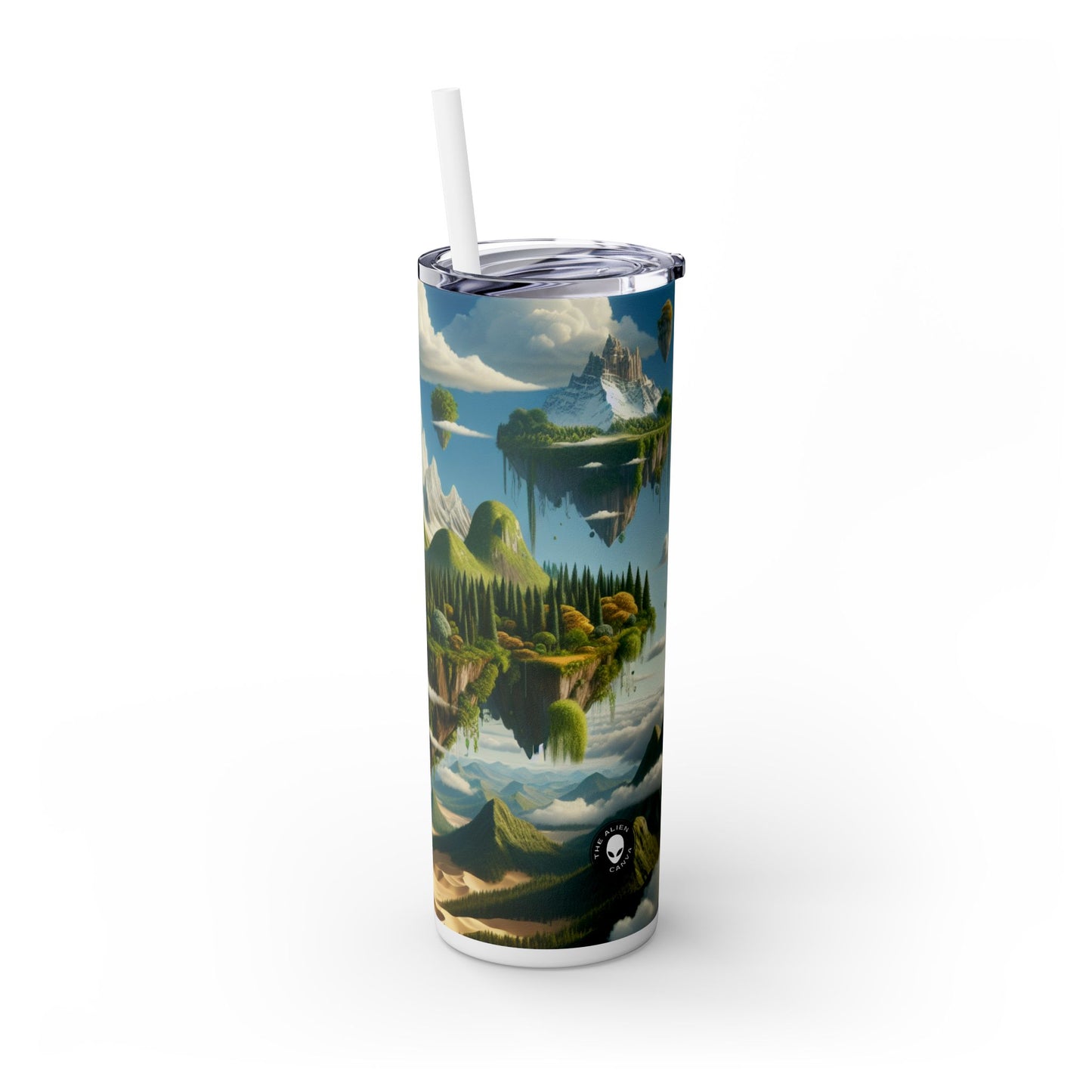 "Elemental Isles: A Dreamlike Journey through Nature's Wonders" - The Alien Maars® Skinny Tumbler with Straw 20oz