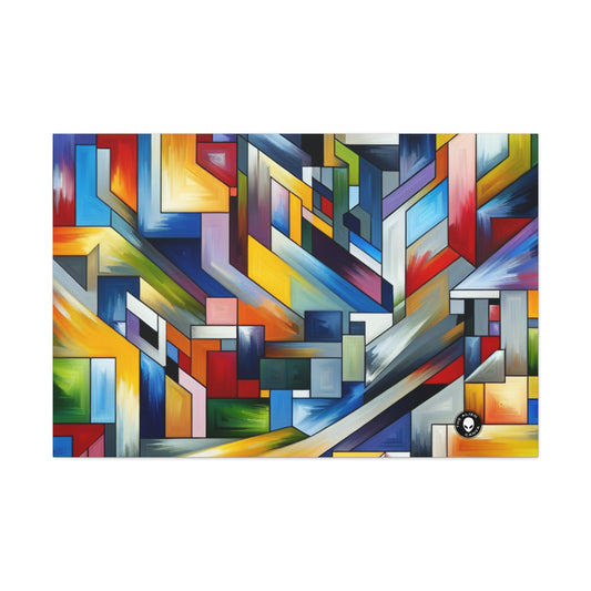 "City Pulse: A Vibrant Nighttime Geometric Journey" - The Alien Canva Hard-edge Painting