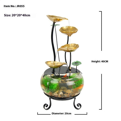 Simple Desktop Home Glass Fish Tank Fortune Flowing Water Ornaments