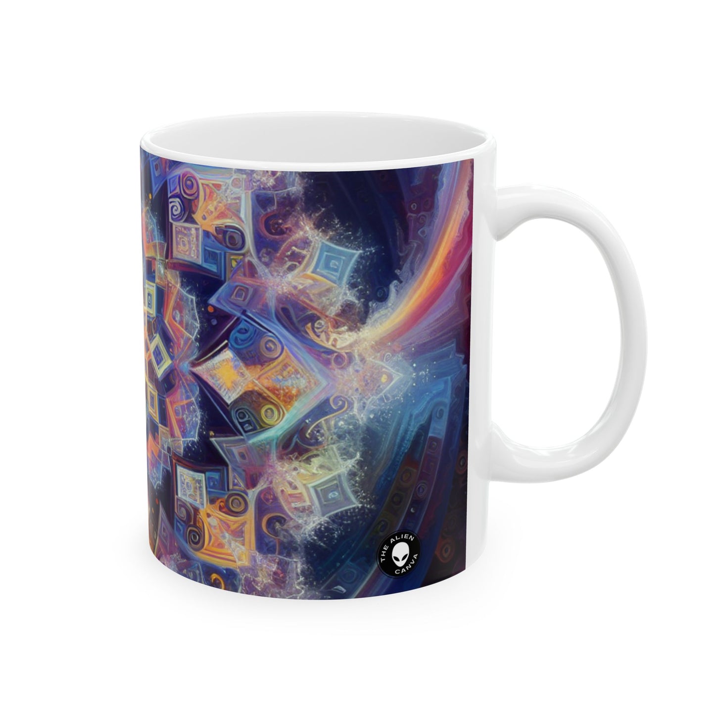 "Mandala dinámico: una pintura geométrica vibrante" - Taza de cerámica The Alien de 11 oz