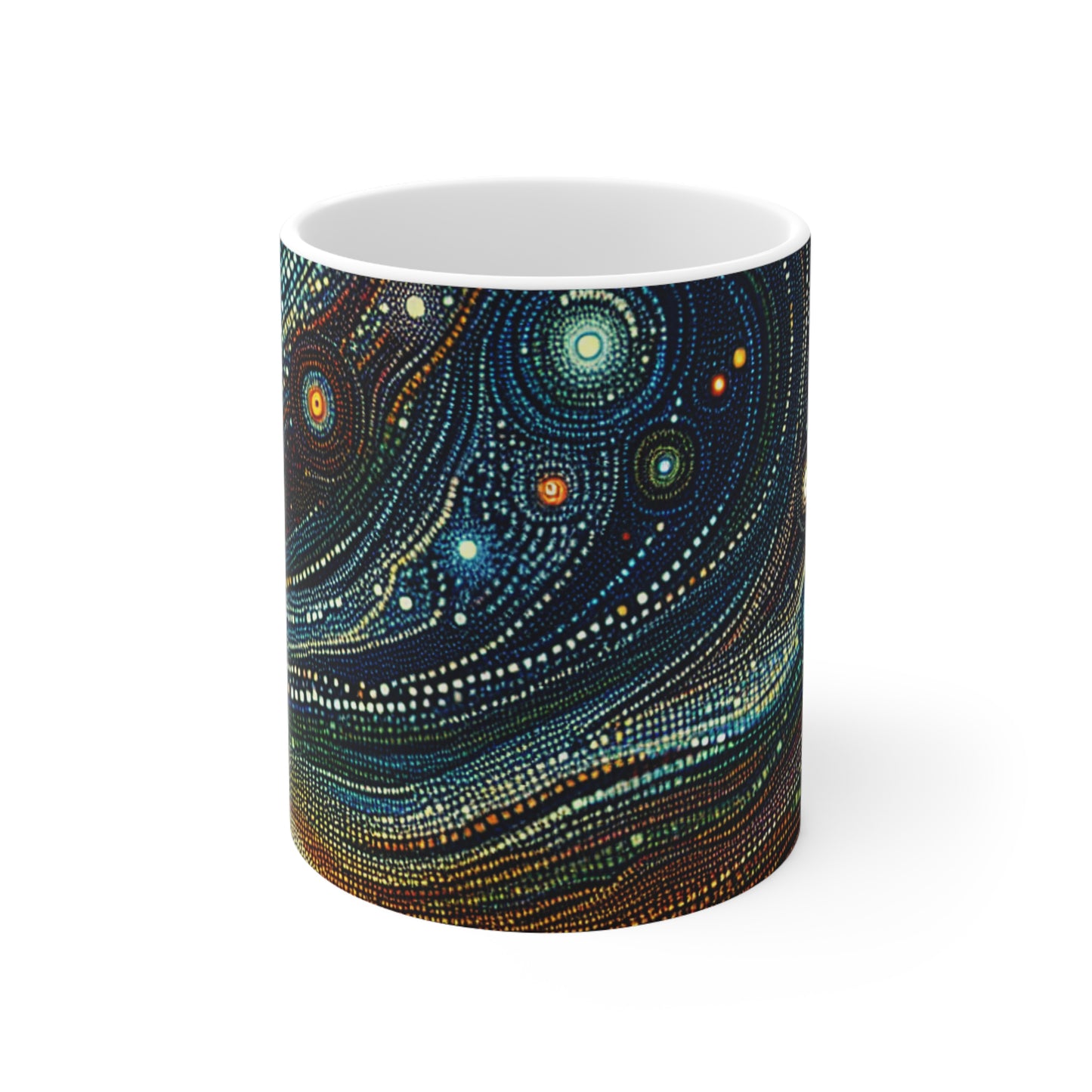 "Starry Dots: A Celestial Mosaic" - The Alien Ceramic Mug 11oz Pointillism