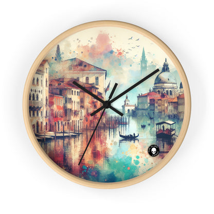 Tranquil Coast: A Serene Watercolor Sunset Painting - The Alien Wall Clock Watercolor Painting