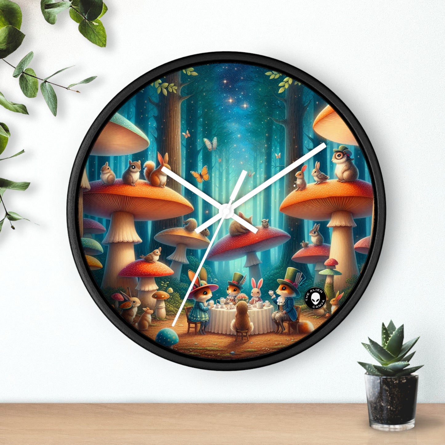 "Mushroom Wonderland: una fiesta de té mágica" - El reloj de pared alienígena