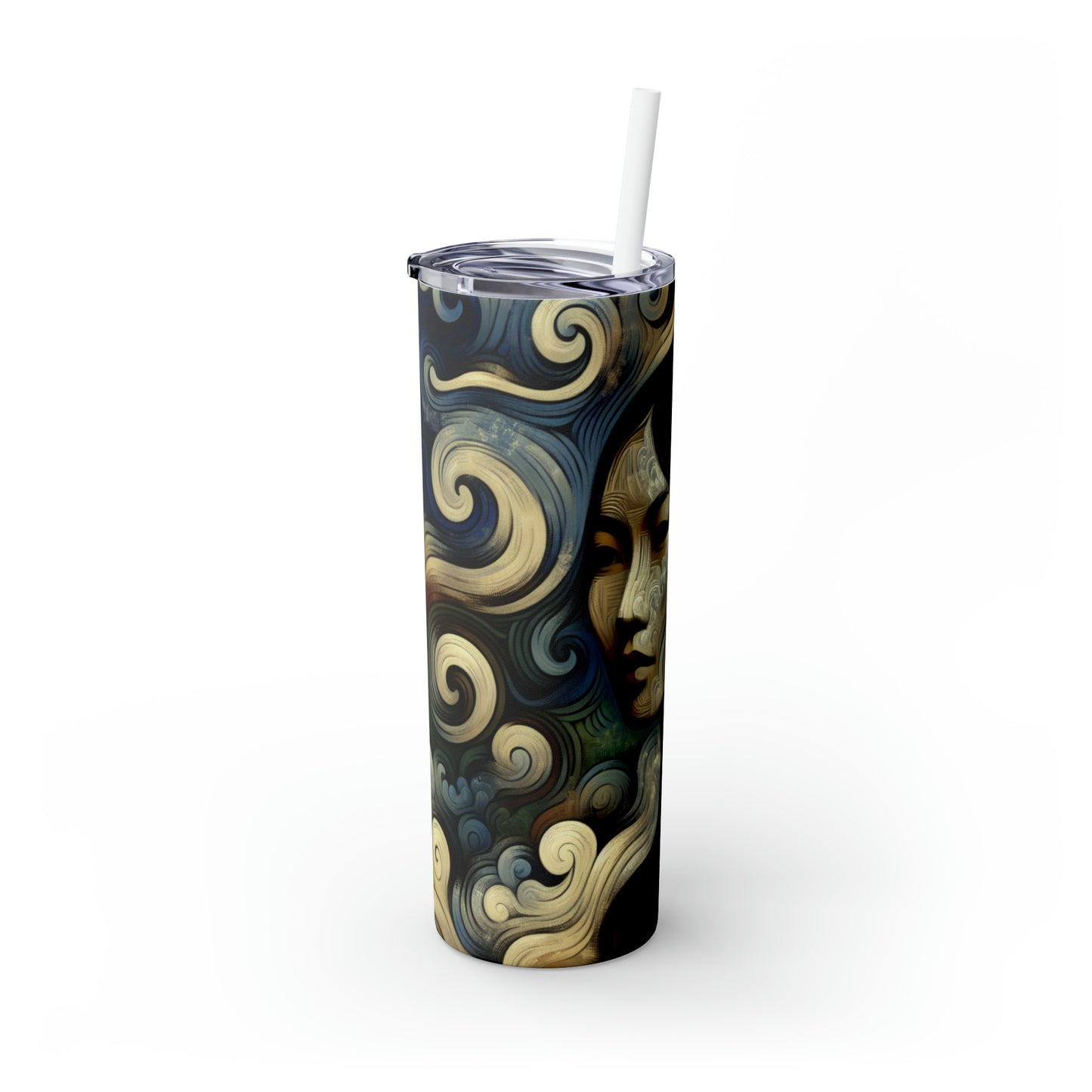 "Primitive Smoke: A Mystical Portrait." - The Alien Maars® Skinny Tumbler with Straw 20oz Primitivism