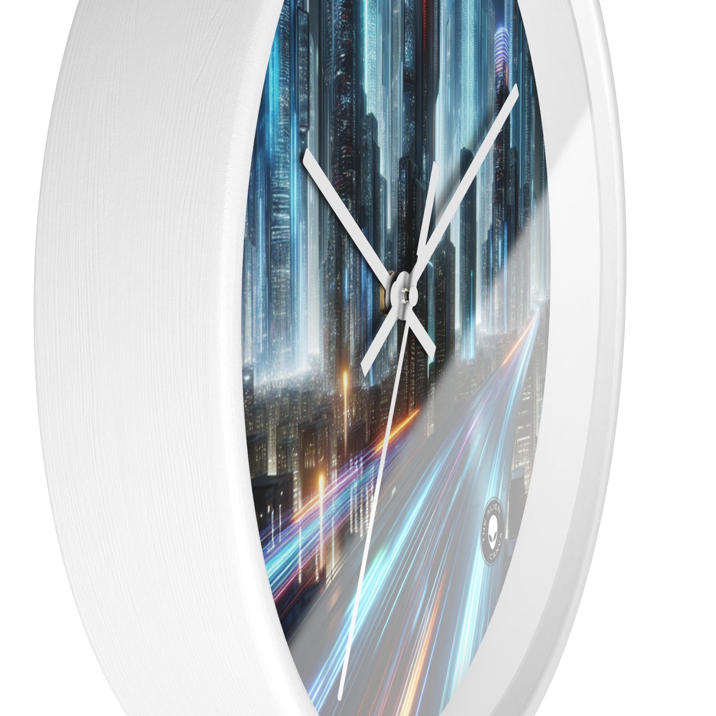 "Neon Nightscapes: A Futuristic City Adventure" - The Alien Wall Clock