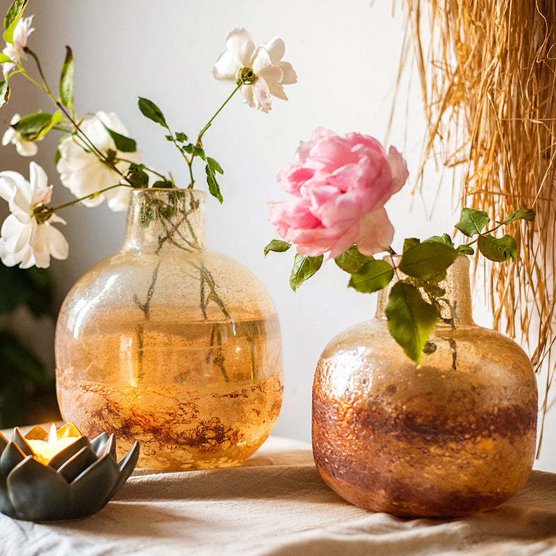 Vase en verre à bulles d'art fait à la main, ornements décoratifs