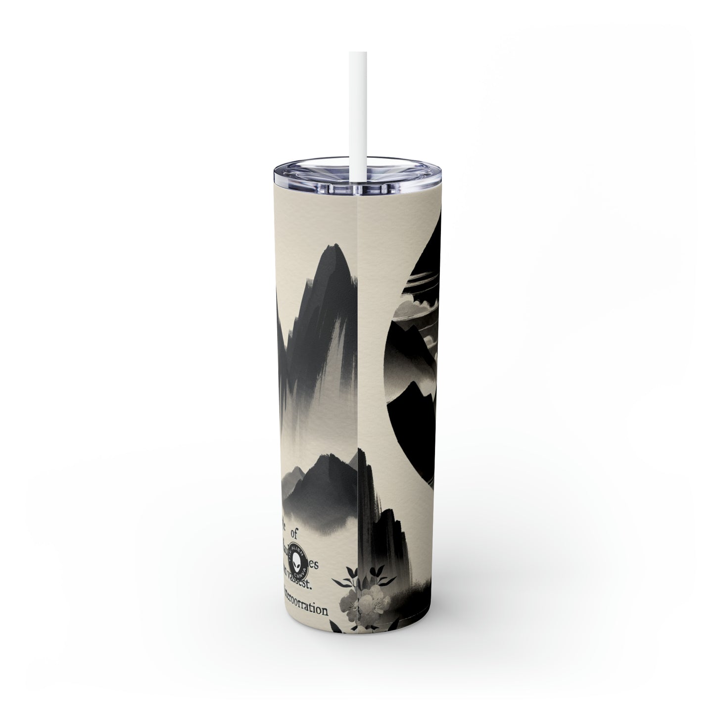 "Blossoms in the Breeze: A Tranquil Springtime Ink Wash Painting" - The Alien Maars® Skinny Tumbler with Straw 20oz Ink Wash Painting