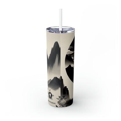 "Blossoms in the Breeze: A Tranquil Springtime Ink Wash Painting" - The Alien Maars® Skinny Tumbler with Straw 20oz Ink Wash Painting