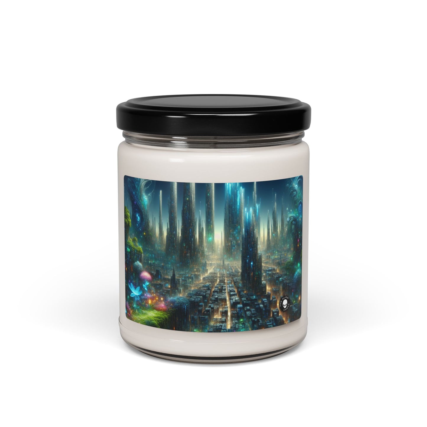 "Neon Oasis: A Futuristic Urban Wonderland" - The Alien Scented Soy Candle 9oz