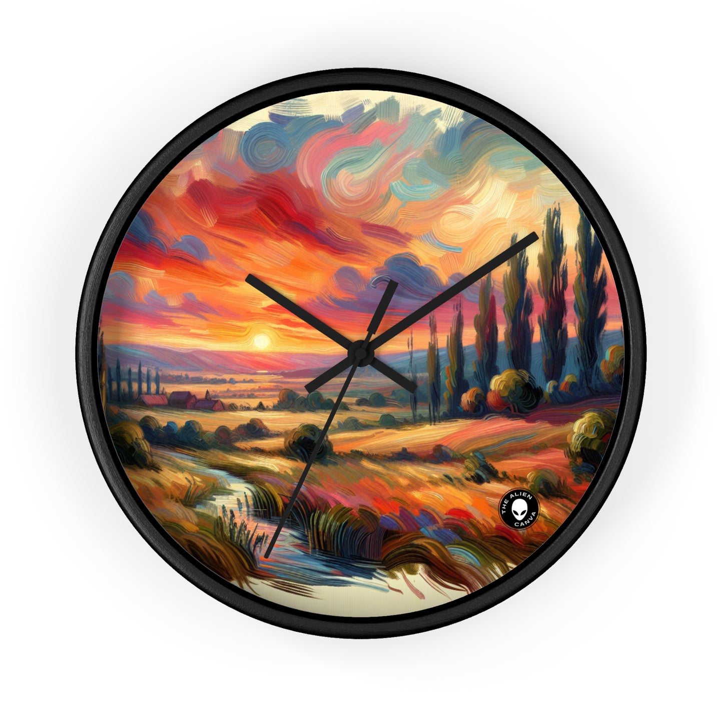 "Harmonious Vistas: A Post-Impressionist Celebration of Nature and Rural Life" - The Alien Wall Clock Post-Impressionism