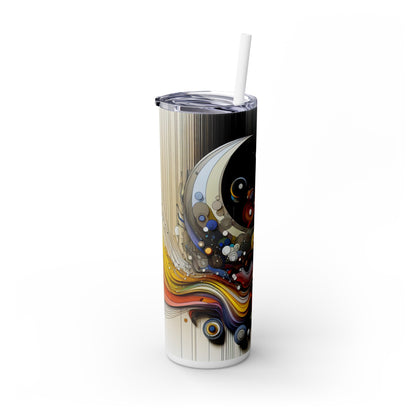 "Urban Chaos: A Neo-Expressionist Cityscape" - The Alien Maars® Skinny Tumbler with Straw 20oz Neo-Expressionism