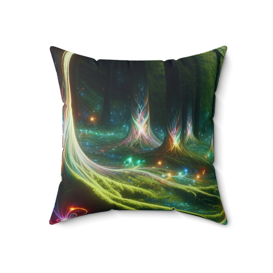 - Crystal-Enchanted Forest: A Tapestry of Light- The Alien Spun Polyester Square Pillow