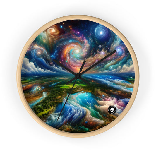 "Galactic Patchwork: A Surreal Landscape" - The Alien Wall Clock