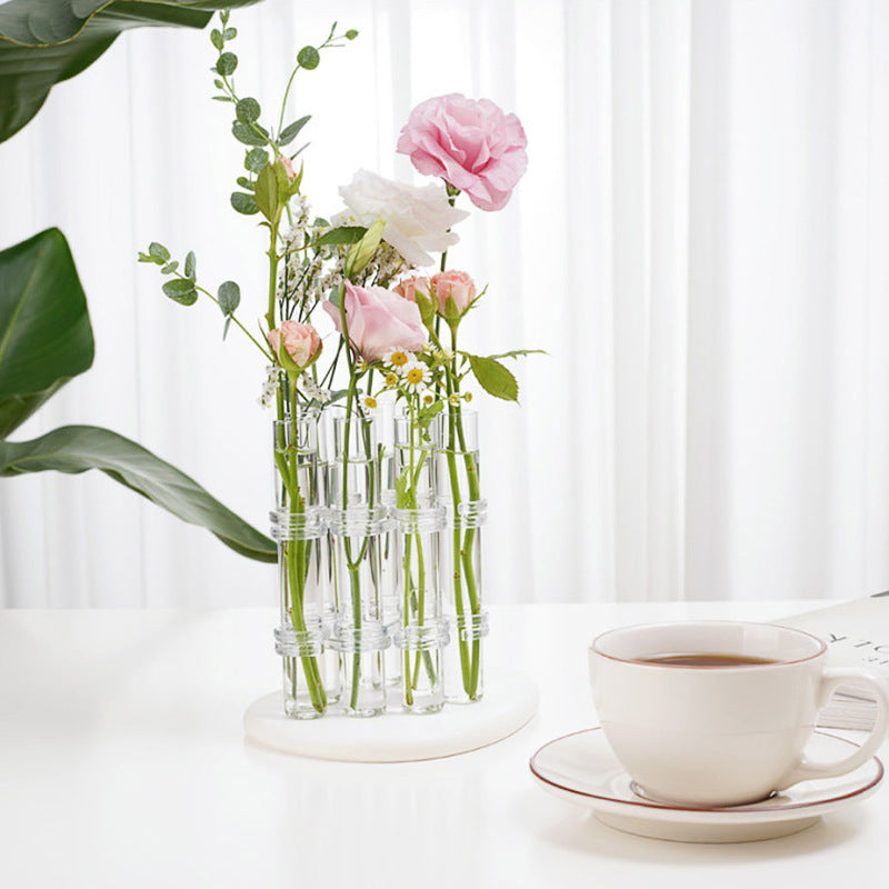 Tubo de ensayo florero de vidrio transparente para botella de planta maceta contenedor hidropónico decoración fiesta de boda floreros con bisagras florales decoración del hogar