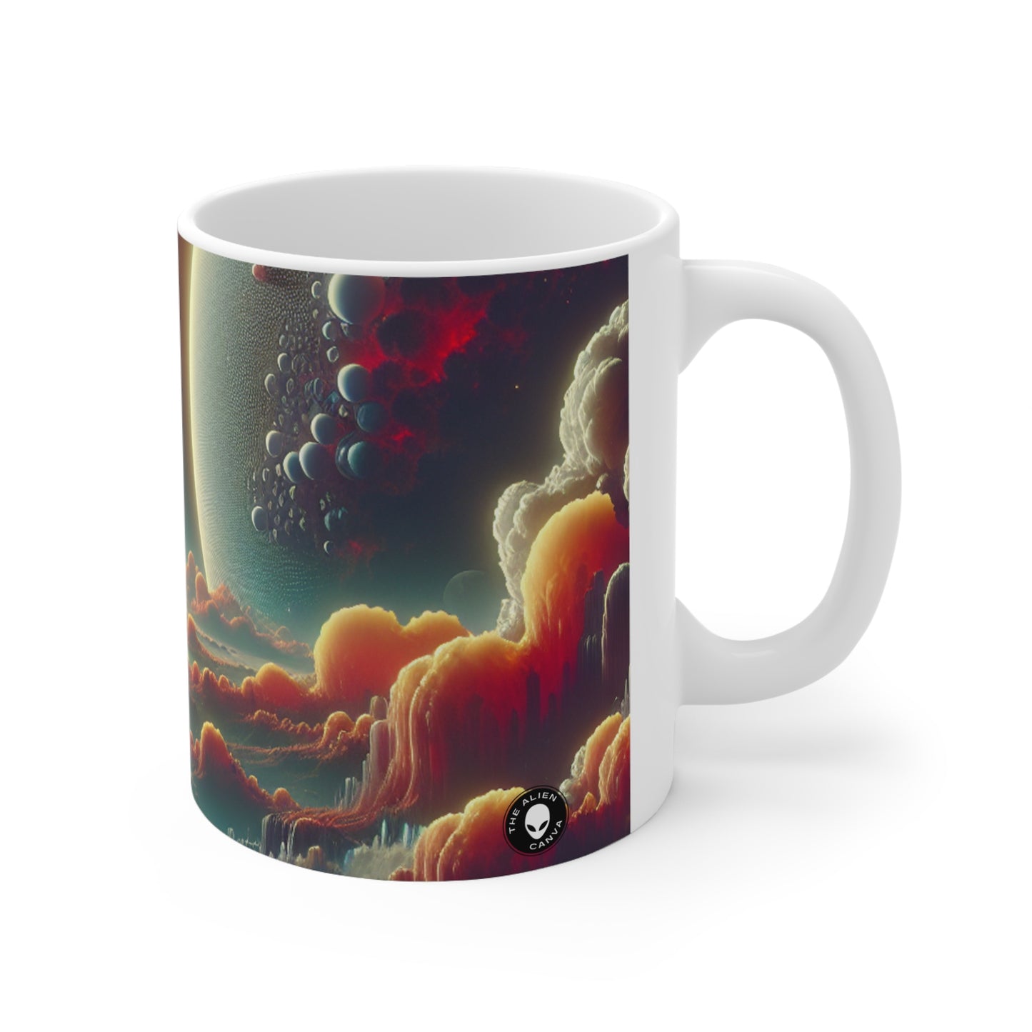 "L'aube des trois soleils : une odyssée de l'espace de science-fiction" - La tasse en céramique Alien 11oz Art du jeu vidéo