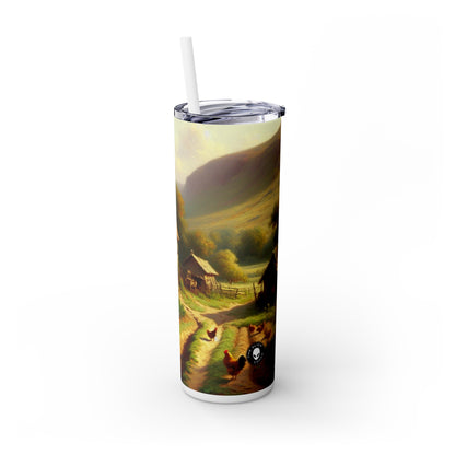 "Bustling Market: A Colorful Post-Impressionist Scene" - The Alien Maars® Skinny Tumbler with Straw 20oz Post-Impressionism