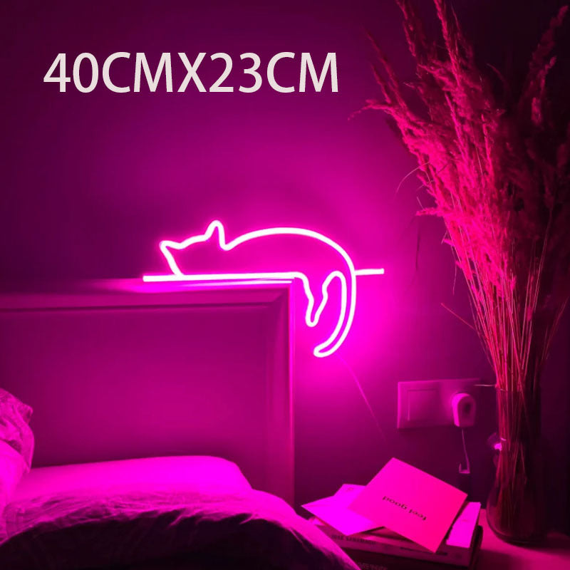 Neon Light-emitting Cat LED Light Room Bedroom Decorative Light