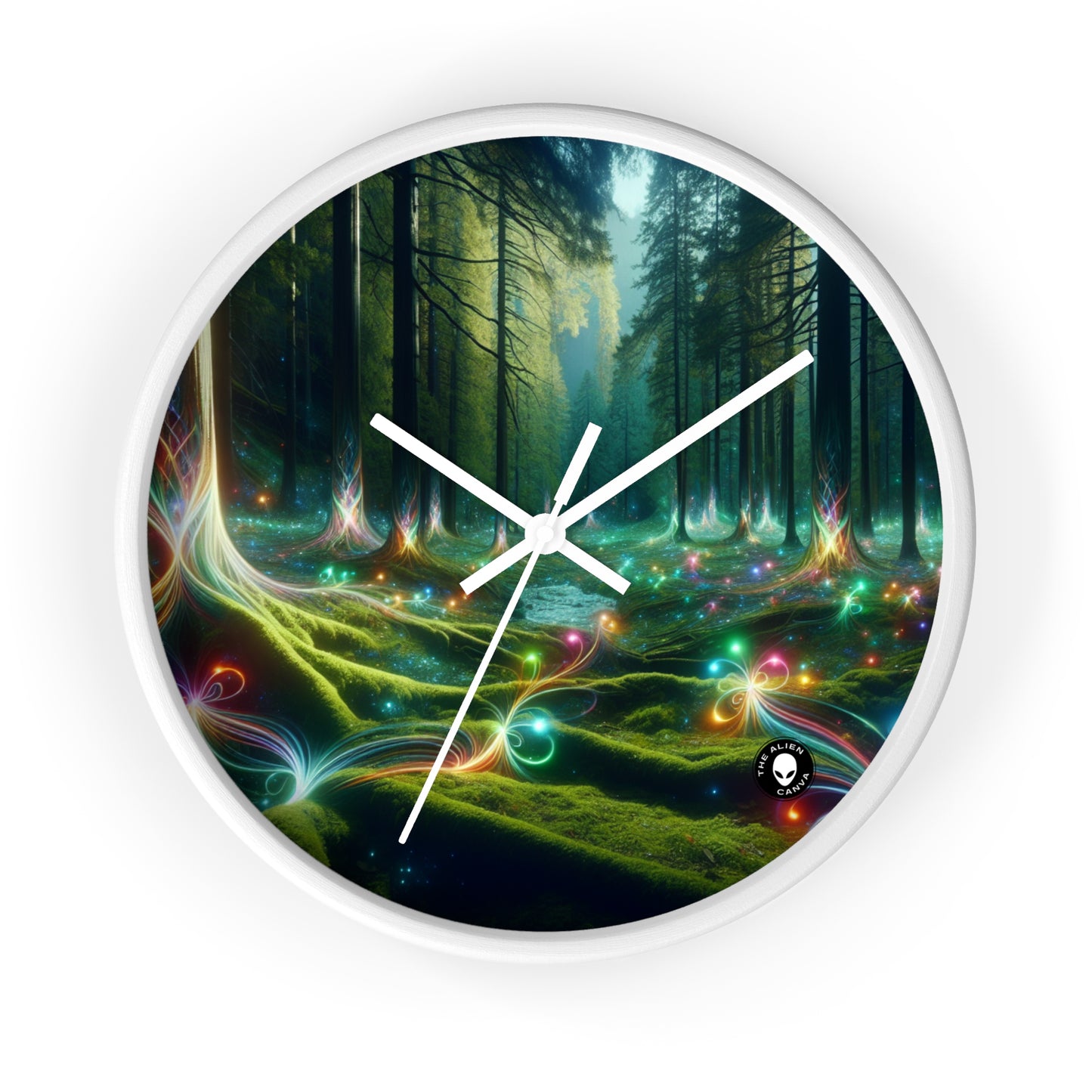 - Crystal-Enchanted Forest: A Tapestry of Light - The Alien Wall Clock