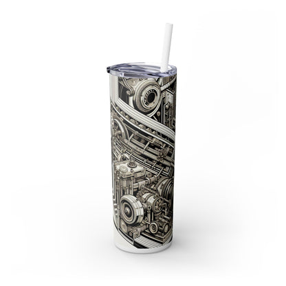 "Urban Precision: Ciudad moderna al atardecer" - Vaso delgado con pajita Alien Maars® de 20 oz Precisionism