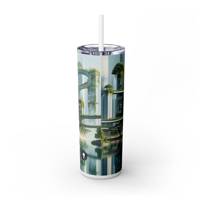 "Nature's Fusion: A Futuristic Cityscape" - The Alien Maars® Skinny Tumbler with Straw 20oz