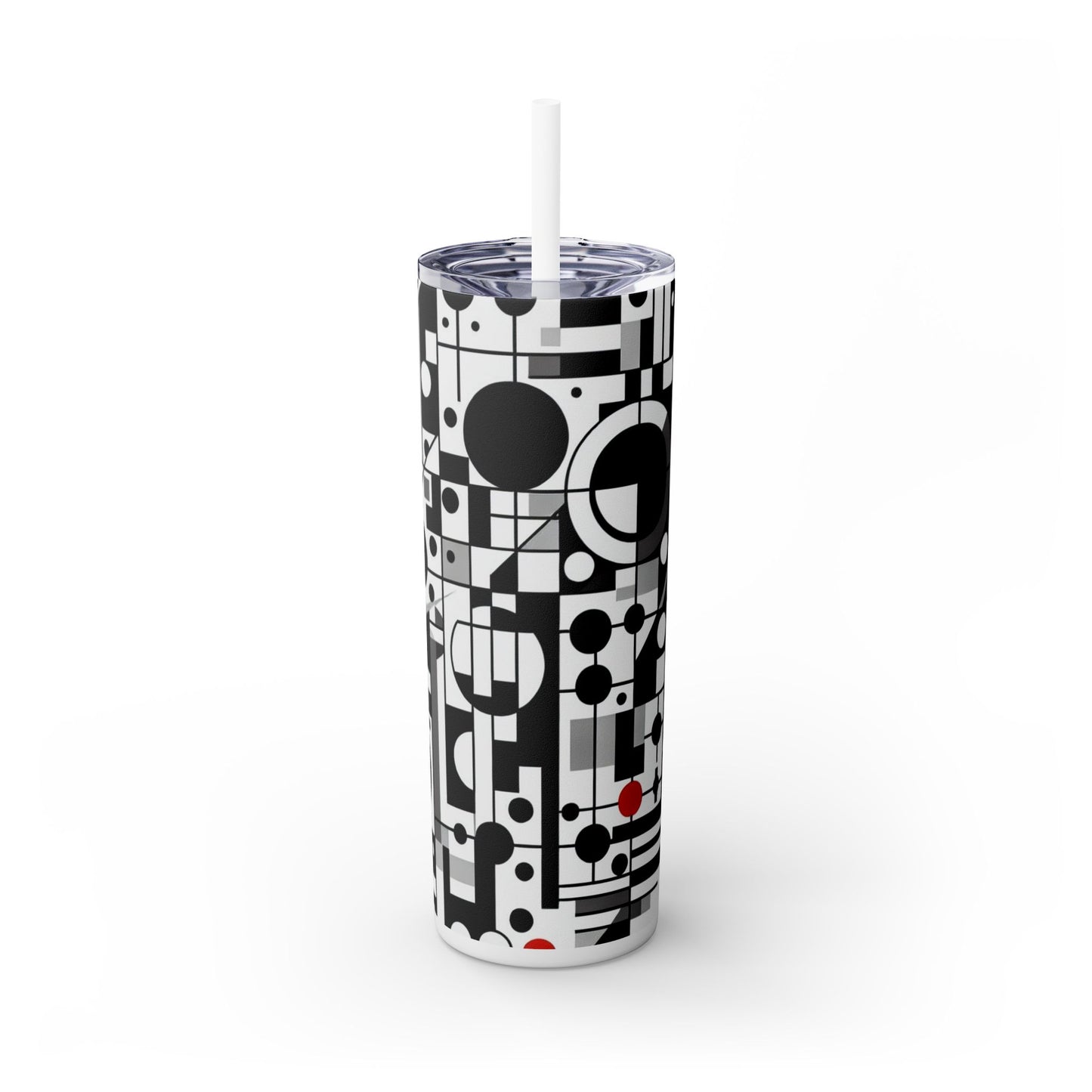 "Dynamic Suprematism: Geometric Harmony in Primary Colors" - The Alien Maars® Skinny Tumbler with Straw 20oz Suprematism