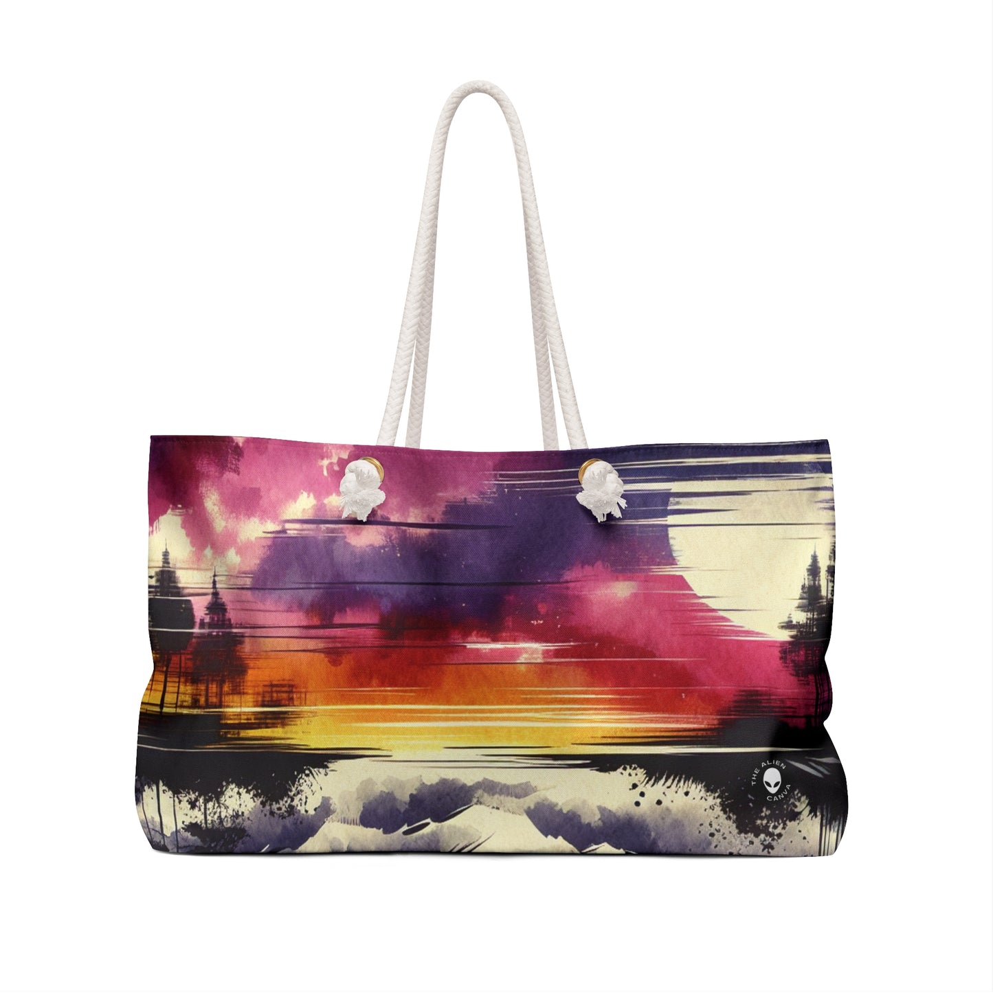 "A Pastel Sunset Symphony" - The Alien Weekender Bag Ink Wash Painting