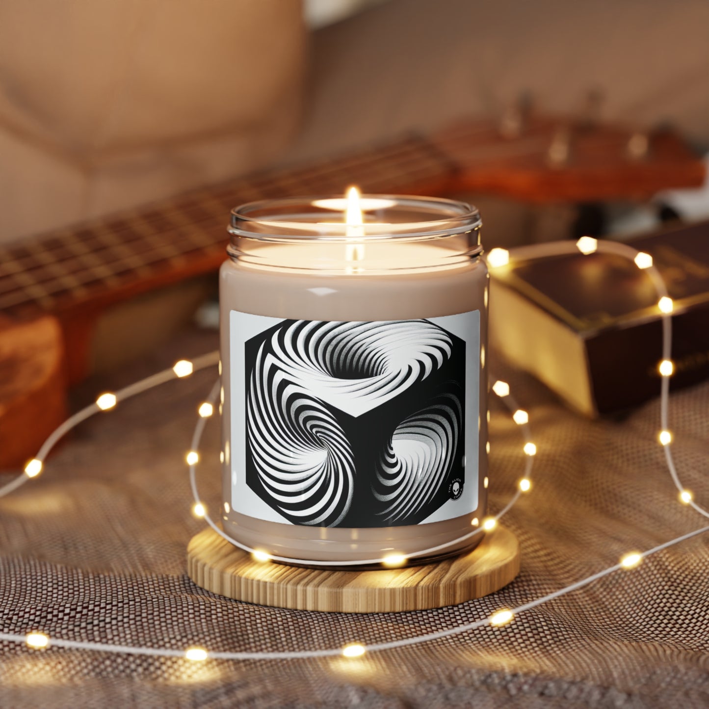 "Convolutional Cube: An Optical Illusion of Unceasing Movement" - The Alien Scented Soy Candle 9oz Op Art