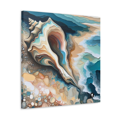 "Una vista de la playa a través de una concha marina" - The Alien Canva Acrylic Pouring