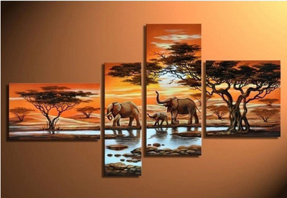 5D DIY Full Square Diamond Painting Elephant Family Multi-Picture Combination Embroidery